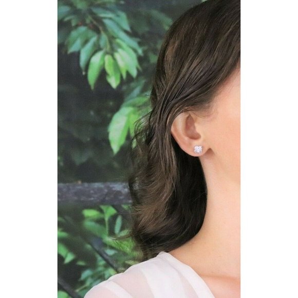 Sterling Silver White CZ Earrings Stud Post Earrings Sparkly and Pretty - Picture 3 of 8